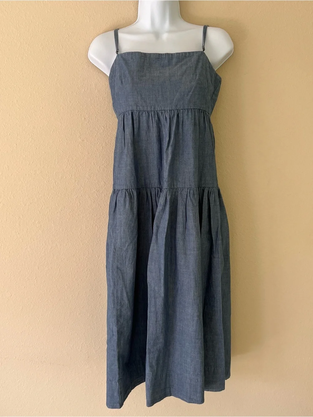 J.‎ Crew Tie Back Tiered Chambray Dress Organic Size 6